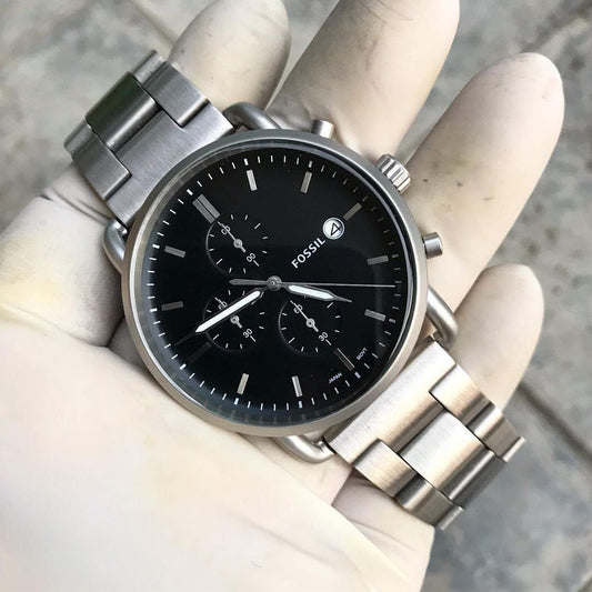 Fossil FS5399 – Commuter Black Satin Chronograph for Men
